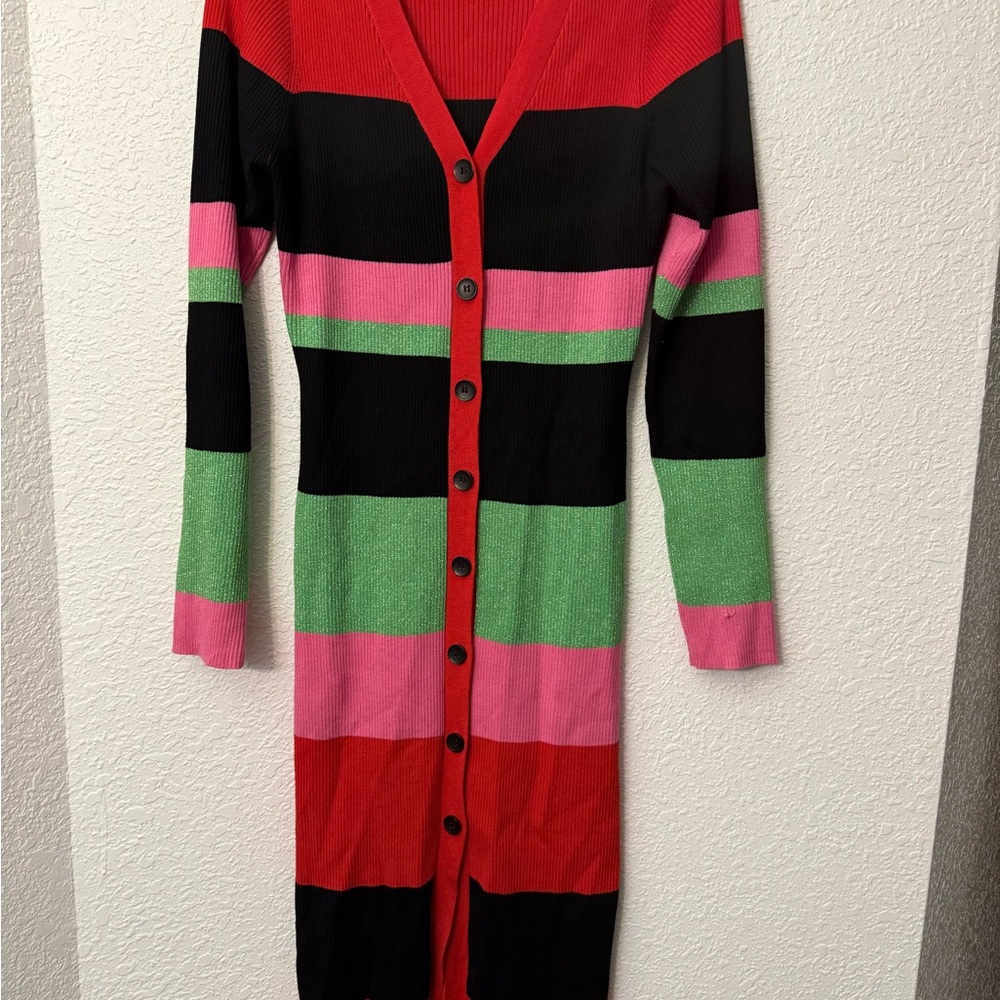 Planet Gold Multicolor Striped Long Sleeve Dress